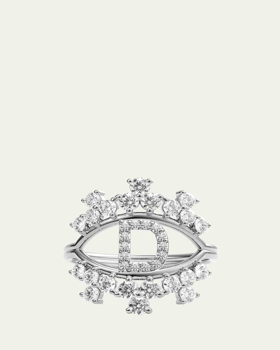 Sara 18K White Gold Diamond Ring, Letter D